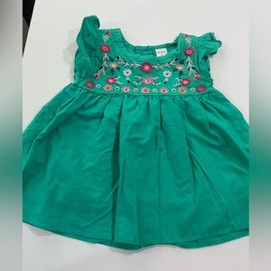 Okie Dokie toddler baby doll teal top with floral embroidered design size 5t